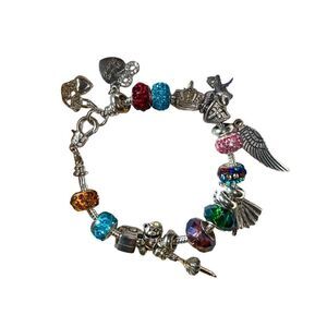 Silver Charm Bracelet Ballerina 🩰 Pilot Wings🪽Teddy Bear 🧸 Heel 👠 Dress 👗